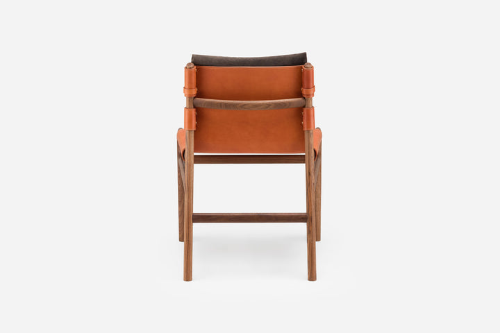 DANISH OILED WALNUT & DARK TAN LEATHER & BALBOA 29 FABRIC