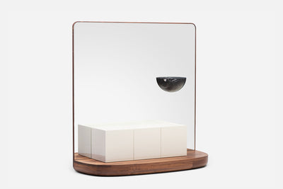 DANISH OILED WALNUT & WHITE GLOSS LACQUER & BLACK MARQUINA MARBLE