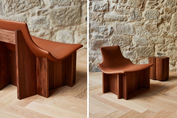 DANISH OILED WALNUT & BROWN NATURAL GRAIN LEATHER (+ ARIES SIDE TABLE)