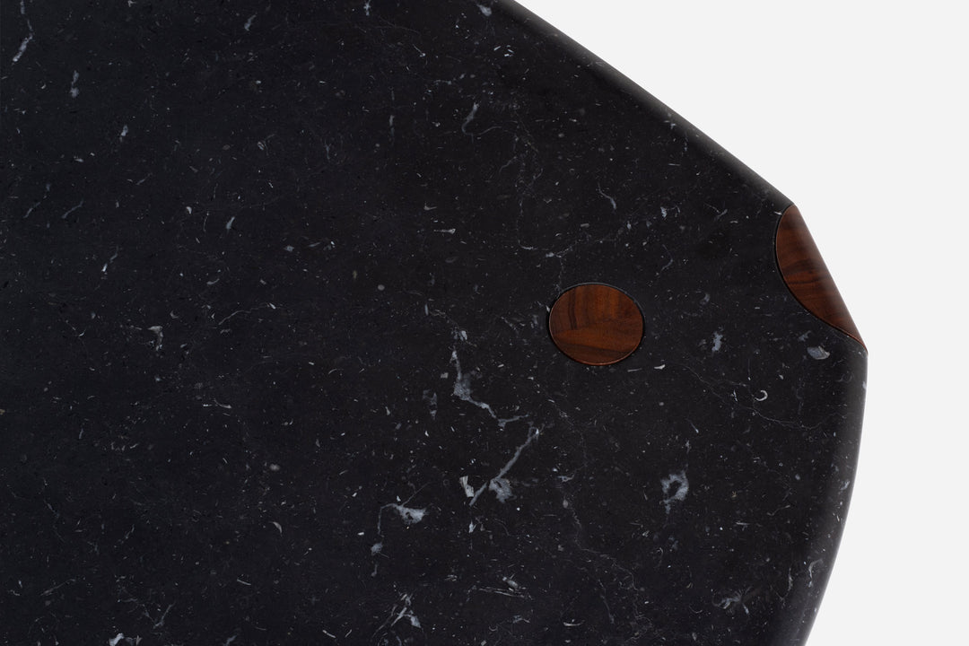 BLACK MARQUINA MARBLE & DANISH OILED WALNUT (MODEL: LFM, H 35 CM)