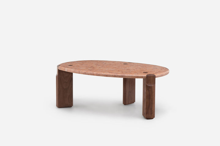 ROSA NEGRAIS MARBLE & DANISH OILED WALNUT (MODEL: SIM, H 40 CM)