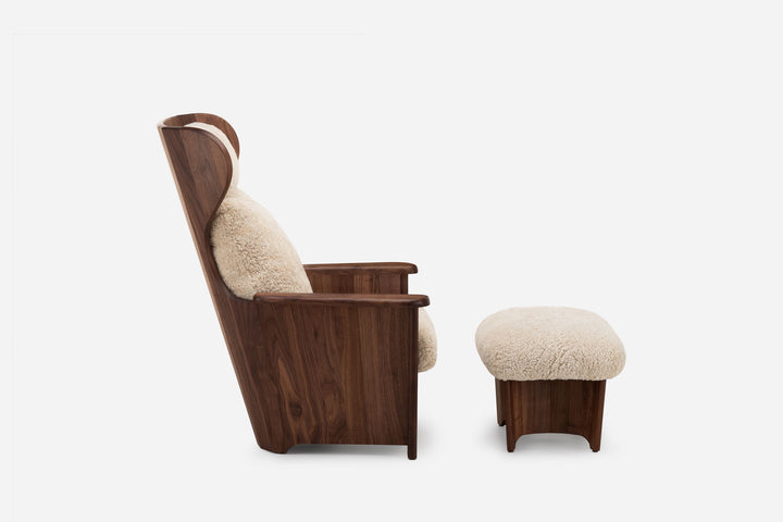 DANISH OILED WALNUT & MOHAWI SHEEPSKIN (+ TWENTY-FIVE OTTOMAN)