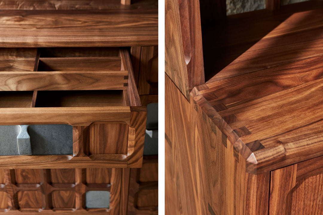 DANISH OILED WALNUT & GREY CERAMIC & CATARINA RICCABONA PANELS (MODEL: LFN)