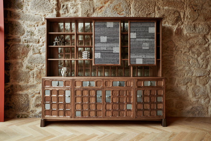 DANISH OILED WALNUT & GREY CERAMIC & CATARINA RICCABONA PANELS (MODEL: LFN)