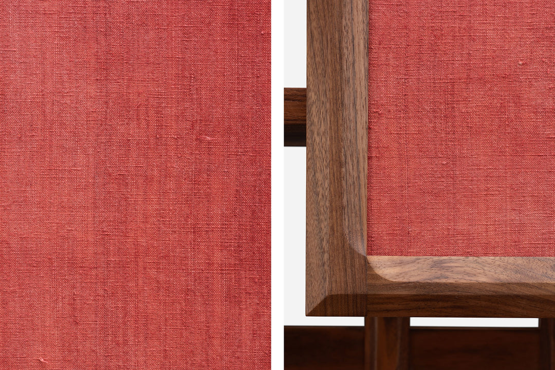 DANISH OILED WALNUT & MADDER RED FLORES LINEN TEXTILE