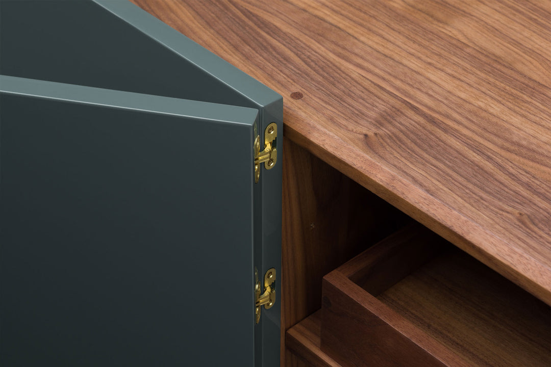 DANISH OILED WALNUT & BAY GLOSS HDF & BRUSHED BRASS