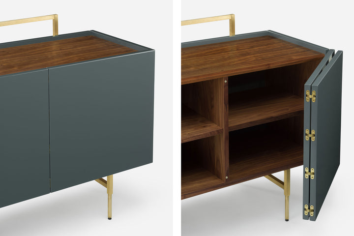 DANISH OILED WALNUT & BAY GLOSS HDF & BRUSHED BRASS