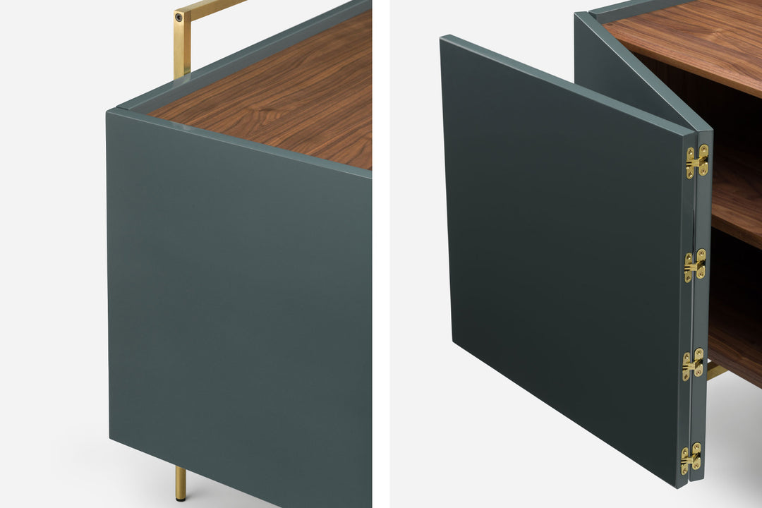 DANISH OILED WALNUT & BAY GLOSS HDF & BRUSHED BRASS