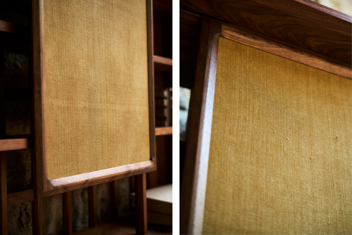 DANISH OILED WALNUT & OCHRE FLORES LINEN TEXTILE