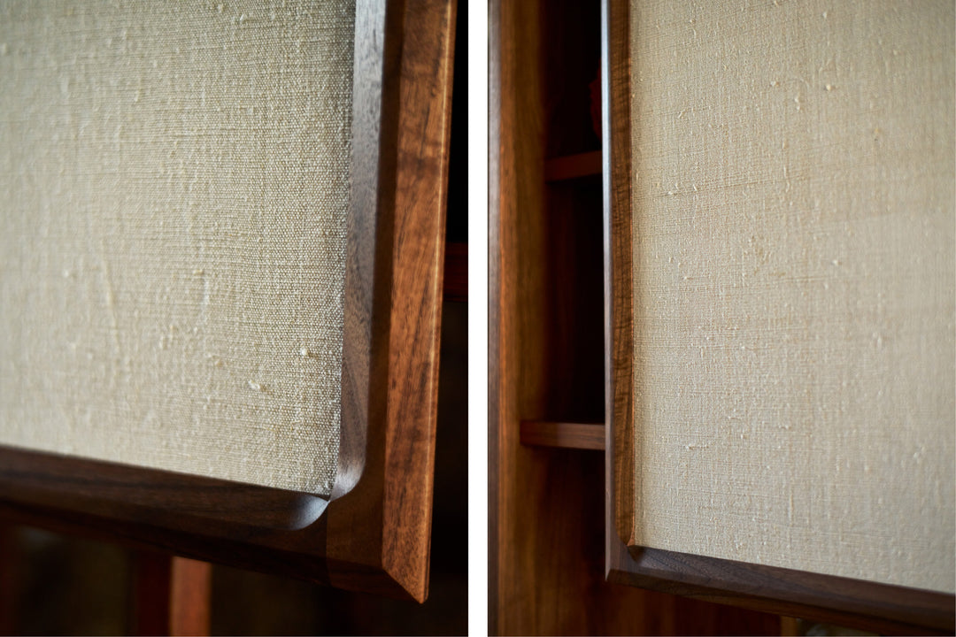 DANISH OILED WALNUT & NATURAL WHITE FLORES LINEN TEXTILE