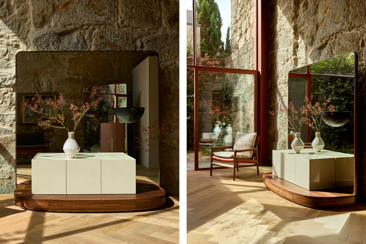 DANISH OILED WALNUT & WHITE GLOSS LACQUER & BLACK MARQUINA MARBLE (+ SELA LOUNGE CHAIR)