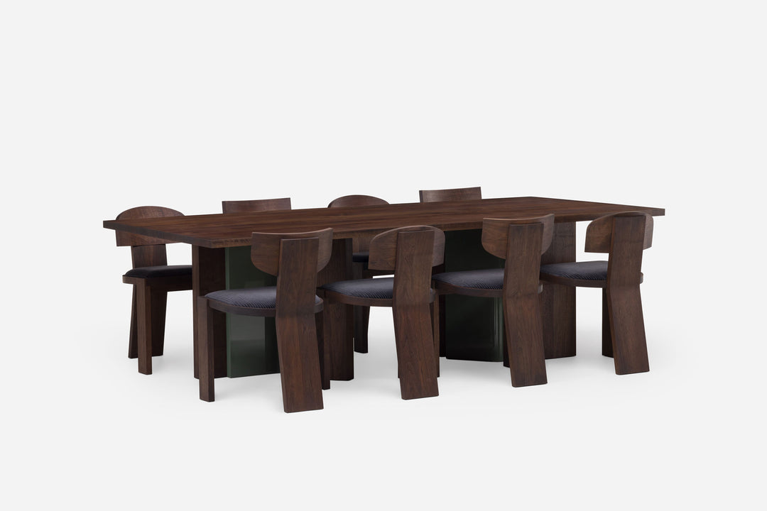 BLACK OILED WALNUT & COVE GLOSS HDF (MODEL: M + VEGA A CHAIR & VEGA B CHAIR)