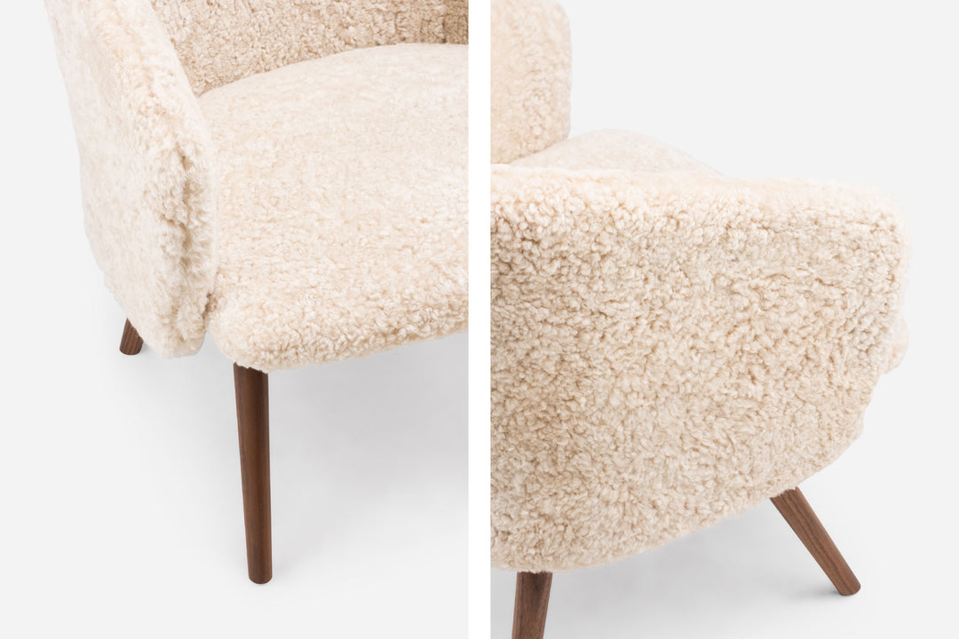 DANISH OILED WALNUT & MOHAWI CURLY WOOL SHEEPSKIN