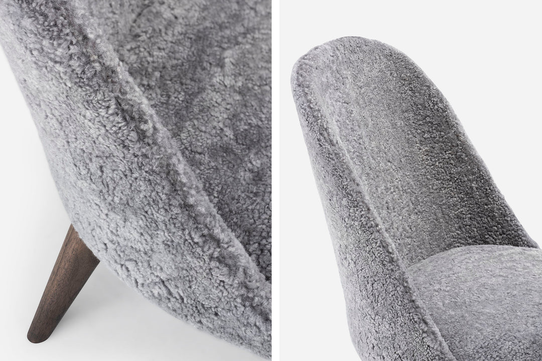 BLACK OILED WALNUT & SCANDINAVIAN GREY CURLY SHEEPSKIN