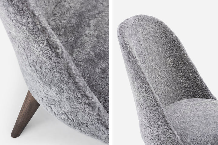 BLACK OILED WALNUT & SCANDINAVIAN GREY CURLY SHEEPSKIN