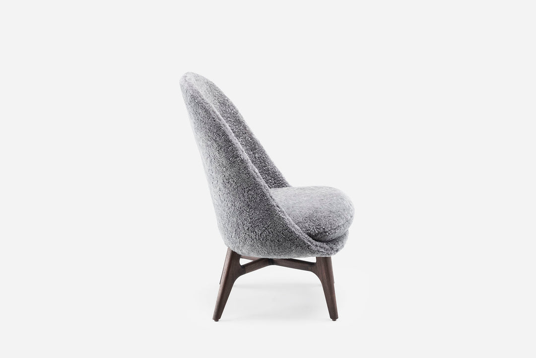 BLACK OILED WALNUT & SCANDINAVIAN GREY CURLY SHEEPSKIN