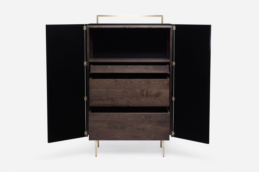 BLACK OILED WALNUT & BLACK GLOSS HDF & BRUSHED BRASS