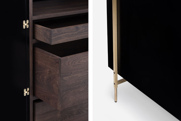 BLACK OILED WALNUT & BLACK GLOSS HDF & BRUSHED BRASS