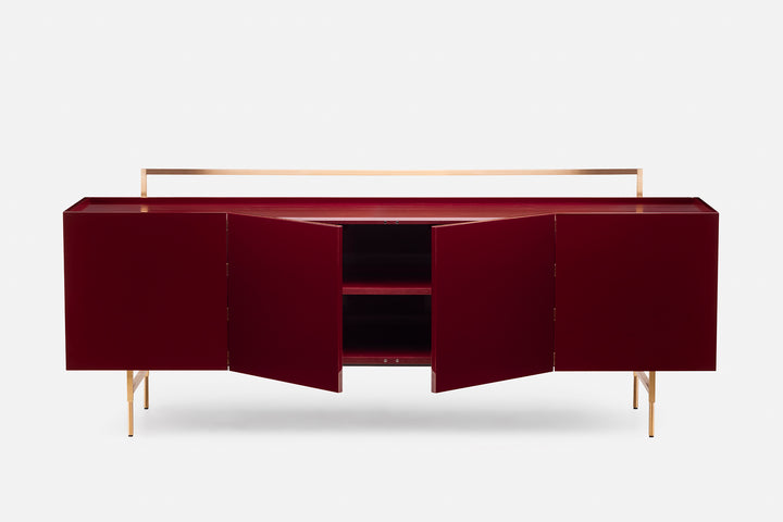 BORDEAUX PAINTED ASH & BORDEAUX GLOSS HDF & BRUSHED BRASS