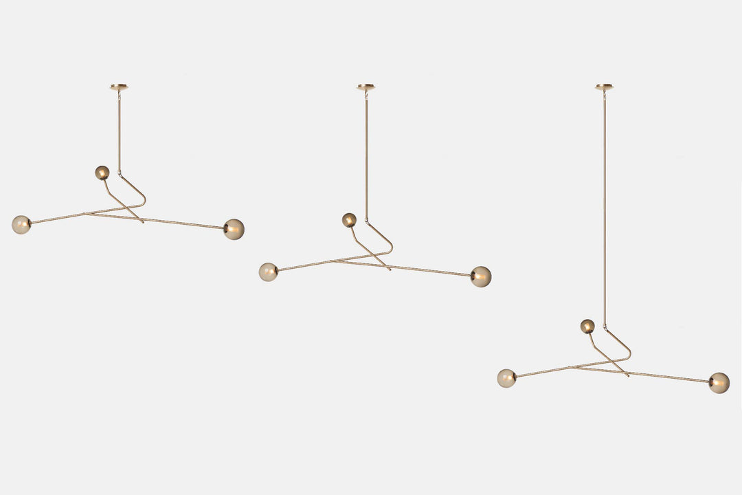 BRUSHED BRASS AND GREY GLASS (MODELS: S, M & L)