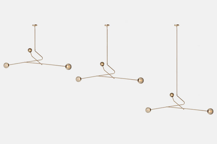 BRUSHED BRASS AND GREY GLASS (MODELS: S, M & L)