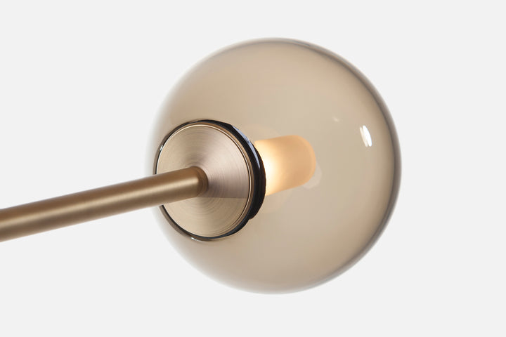 BRUSHED BRASS AND GREY GLASS