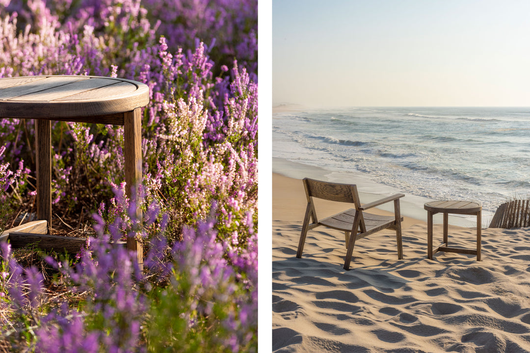 BLACK OILED EUROPEAN OAK (+ 98.6°F OUTDOOR ONE ARMED LOUNGE CHAIR)