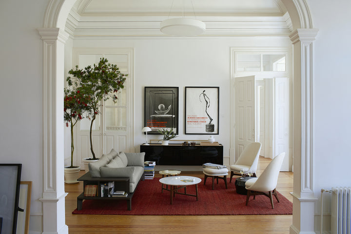 DANISH OILED WALNUT & CARRARA MARBLE (+ PLATFORM SOFA, SOLO LOUNGE CHAIR & OTTOMAN, TRUNK LOW CABINET)