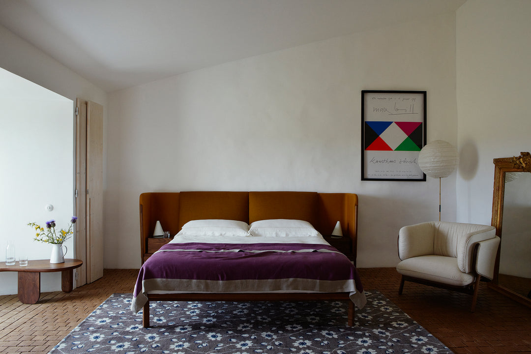 DANISH OILED WALNUT (MODEL: R + LOW DUBOIS BED AND STANLEY ARMCHAIR)