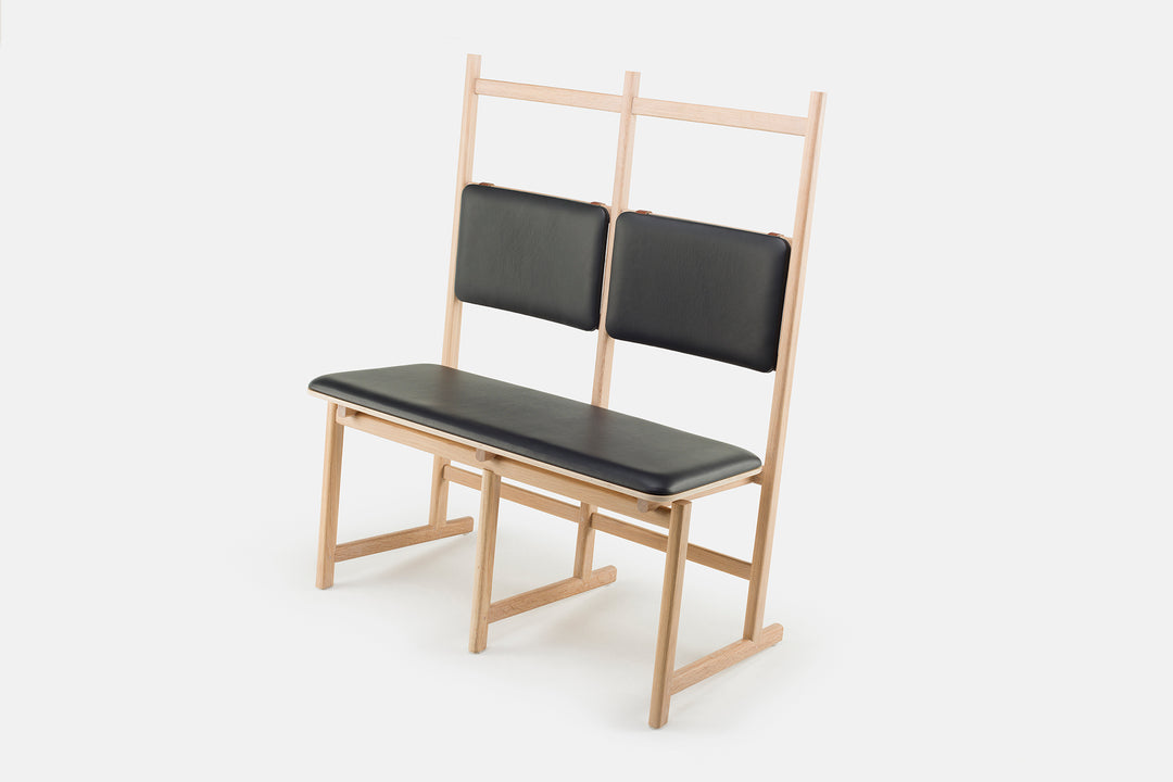 BLACK LEATHER (+ SHAKER UPHOLSTERED BENCH)