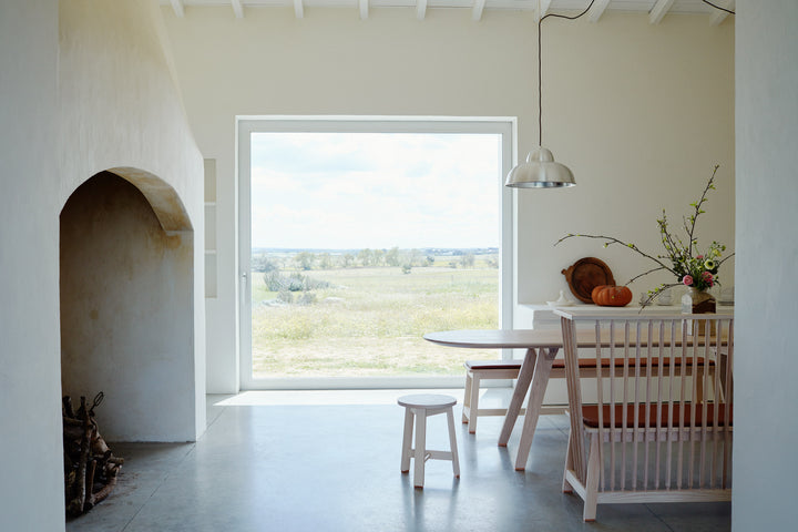WHITE OILED ASH (MODEL: 445 + SEAT PAD + BENCH, TOGETHER TABLE AND STOOL)