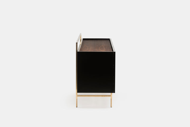 DANISH OILED WALNUT & BLACK GLOSS HDF & BRUSHED BRASS